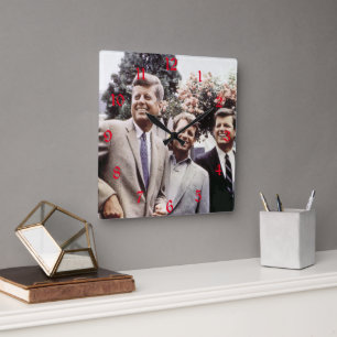 Kennedy Brothers, President John, Robert & Ted Square Wall Clock