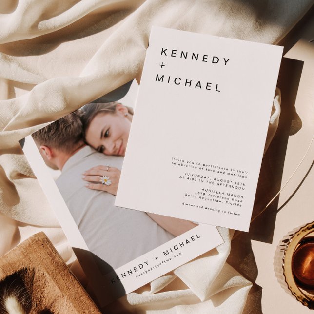 KENNEDY Classic Modern Minimalist Photo Wedding Invitation (Creator Uploaded)