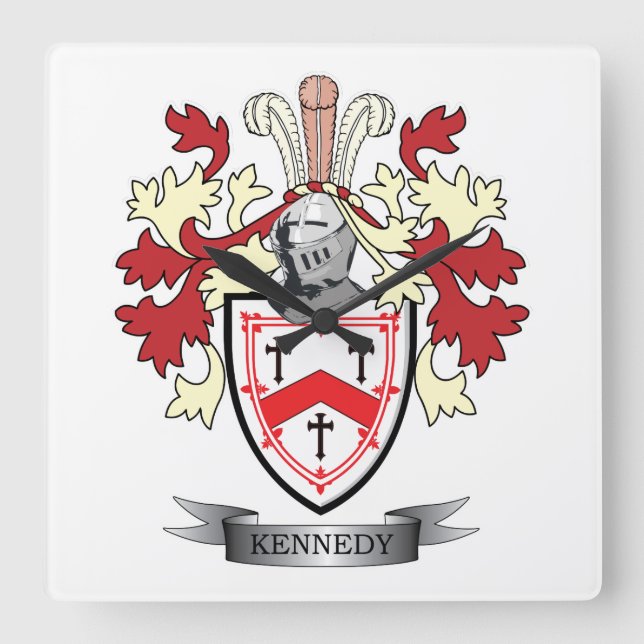 Kennedy Family Crest Coat of Arms Square Wall Clock (Front)