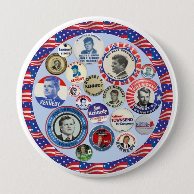Kennedy Family Dynasty 4 Inch Round Button (Front)