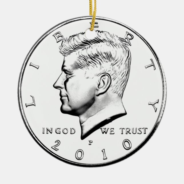 KENNEDY  HALF DOLLAR CERAMIC ORNAMENT (Front)