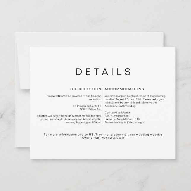 KENNEDY Modern Minimalist - Carte Mariage Détails (Devant)