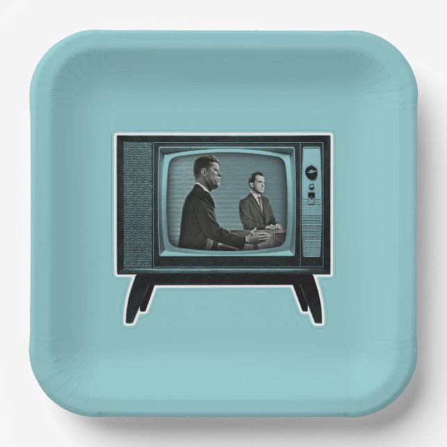 Kennedy Nixon 1960 TV Debate Paper Plate (Front)