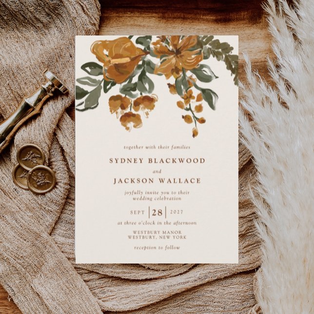 KENNEDY Watercolor Floral Fall Wedding  Invitation (Creator Uploaded)