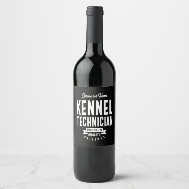 Kennel Technician Job Title Gift Wine Label (Front)