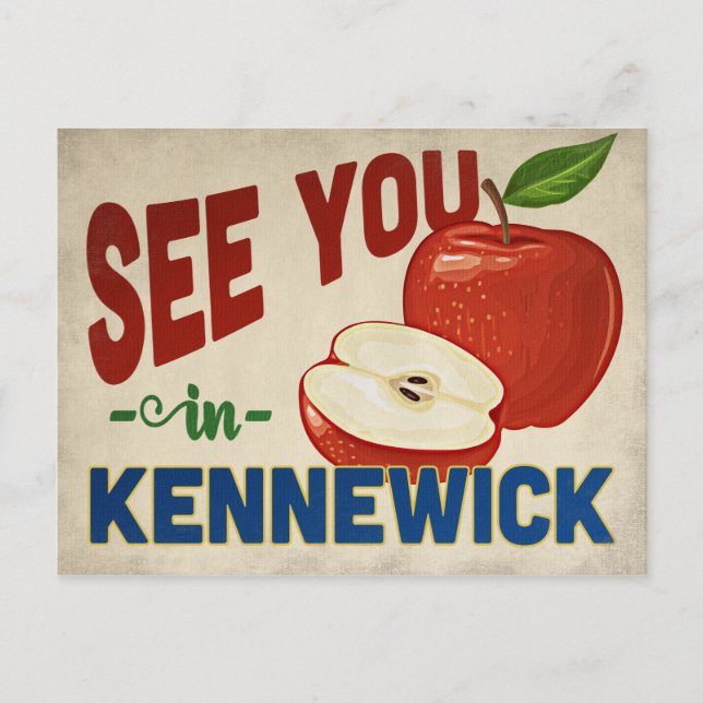 Kennewick Washington Apple - Vintage Travel Postcard (Front)