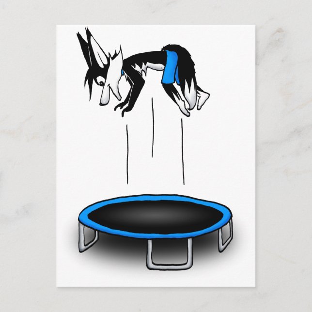 Kenny on trampoline postcard (Front)