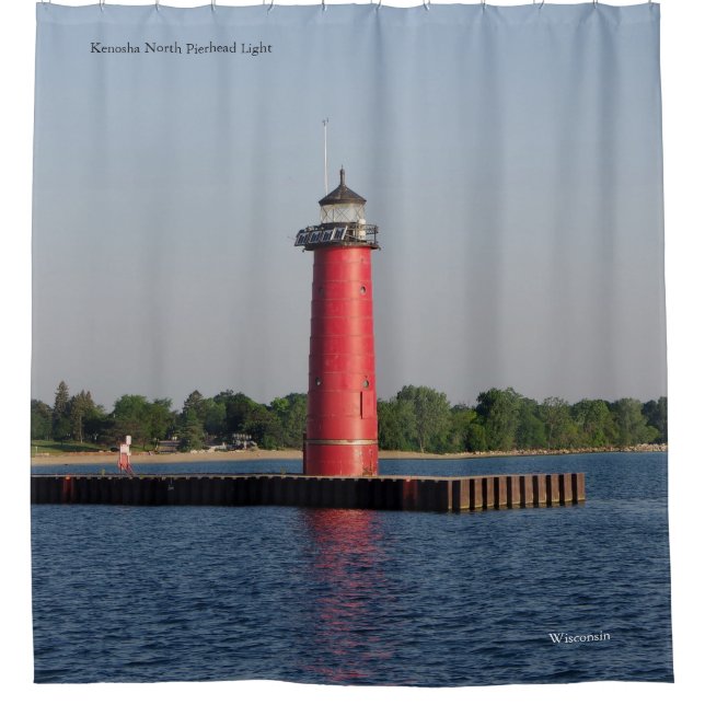 Kenosha North Pierhead Light shower curtain (Front)