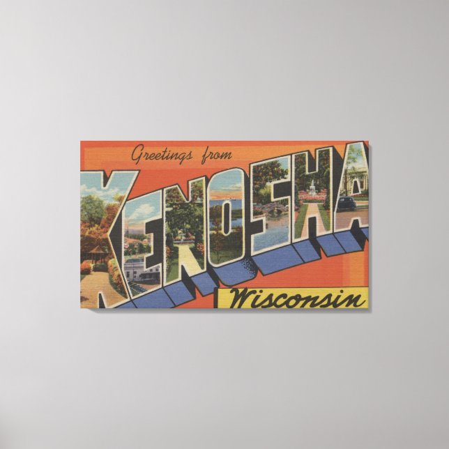 Kenosha, Wisconsin - Large Letter Scenes Canvas Print (Front)