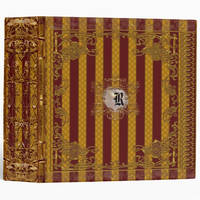 Kensington Stripe Vintage Binder Monogram (Front/Spine)