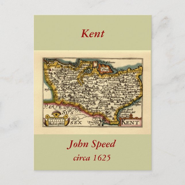 Kent Comté Angleterre Ancien Antiquaire John Carte (Devant)