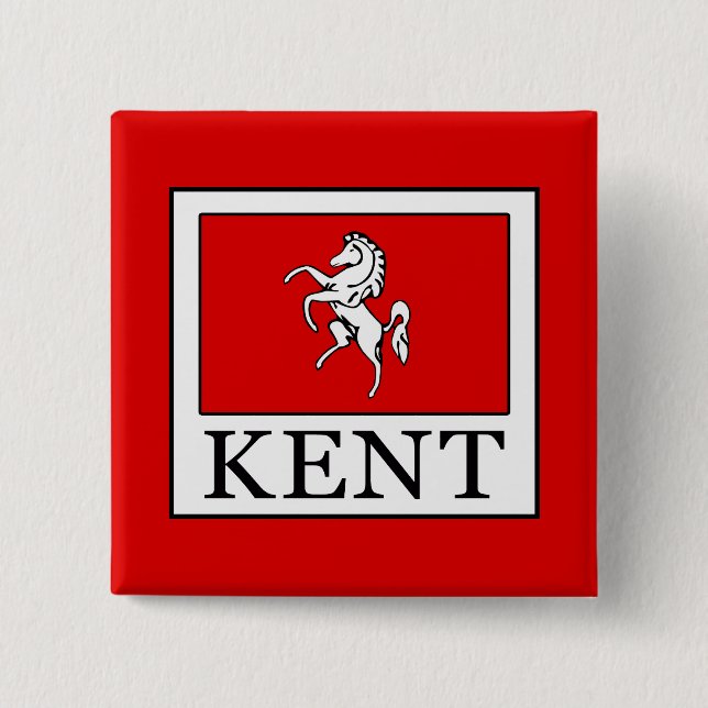 Kent County England 2 Inch Square Button (Front)