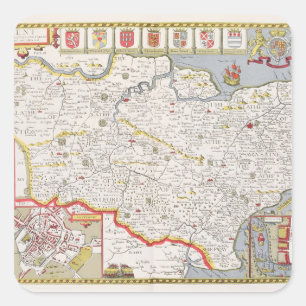 Kent, engraved by Jodocus Hondius Square Sticker