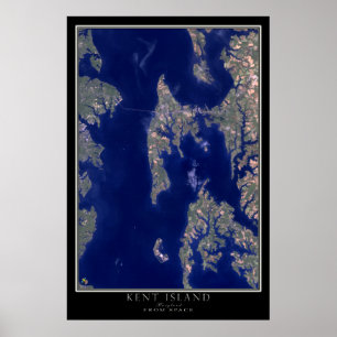 Kent Island Maryland From Space Satellite Map Poster