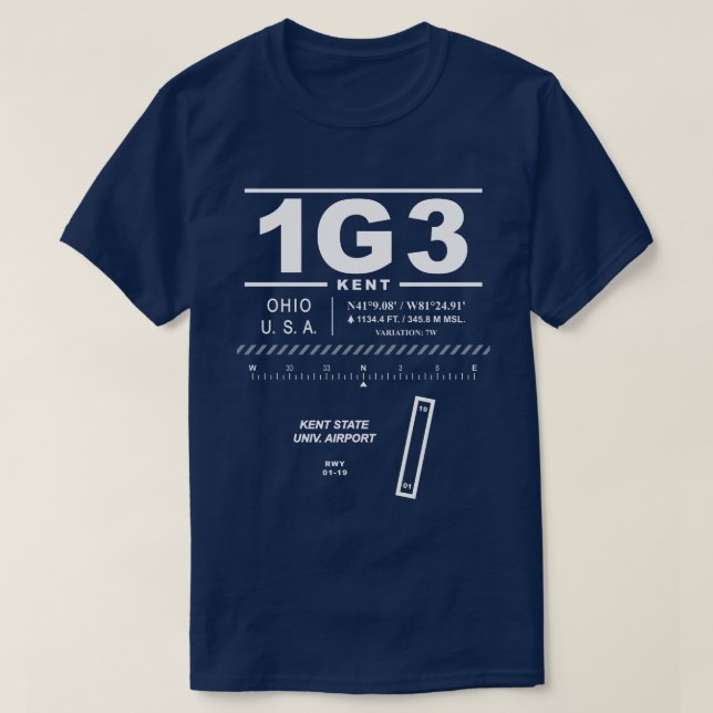 Kent State University Airport 1G3 T-shirt (Design devant)