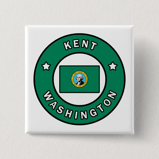 Kent Washington 2 Inch Square Button (Front)