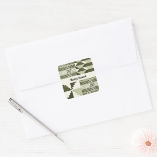 Kente Block - Heritage Olive Personalized Square Sticker