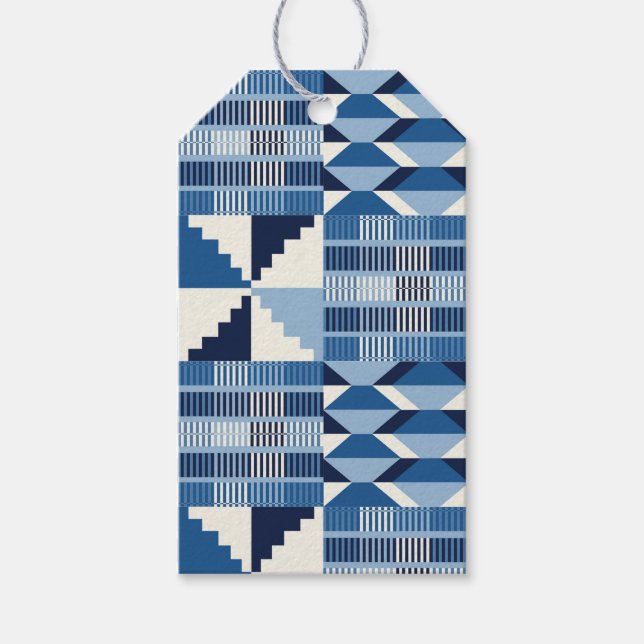 Kente Block - Soft Indigo Gift Tags (Front)