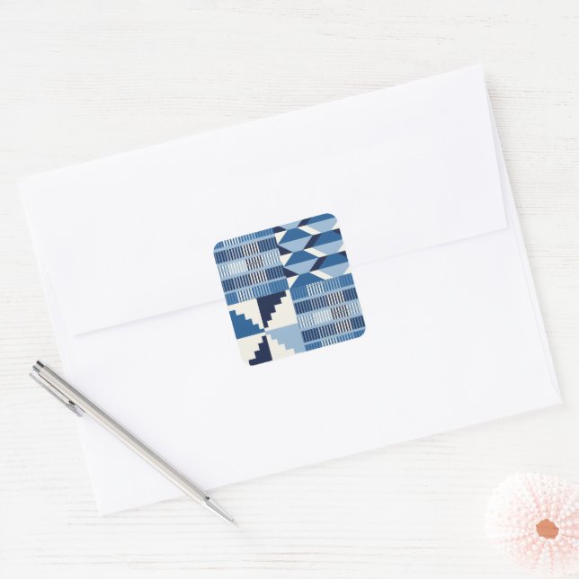 Kente Block - Soft Indigo Square Sticker (Envelope)