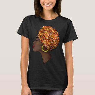 Kente Cloth Head Wrap Black Melanin Afro Woman Afr T-Shirt