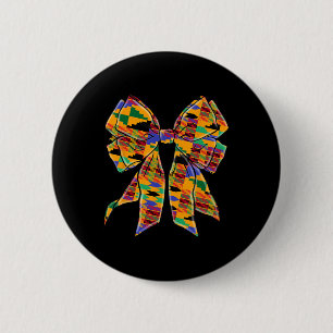 Kente Coquette Bow Black History Month African Ame 2 Inch Round Button
