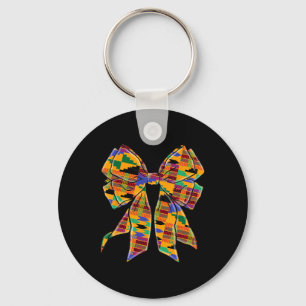 Kente Coquette Bow Black History Month African Ame Keychain