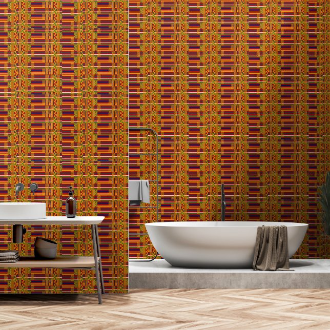 Kente Ethnic Pattern – Vibrant African Textile Wallpaper (Bathroom)