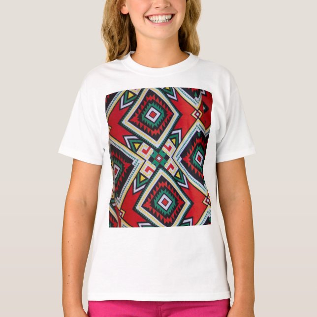 Kente Geometric Tapestry T-Shirt (Front)
