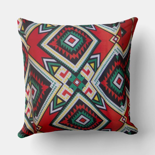 Kente Geometric Tapestry Throw Pillow (Back)