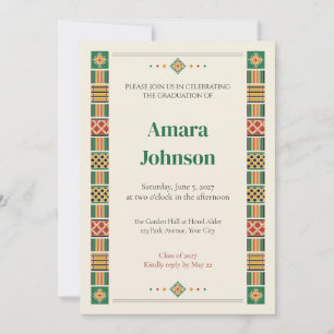 Kente Inspired Woven Strip Graduation Invitation