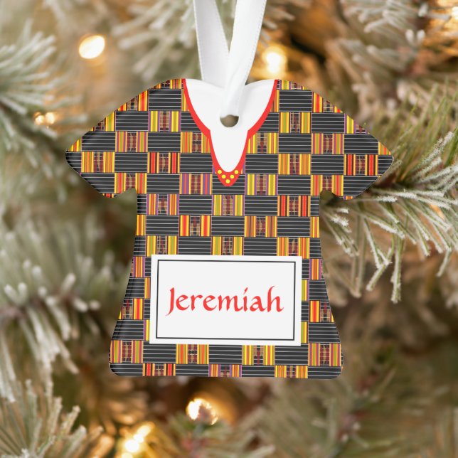 Kente Shirt with Name K30 Acrylic Ornament (Tree)