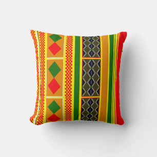 Kente Weave Accent Pillow: Threads of Heritage Throw Pillow