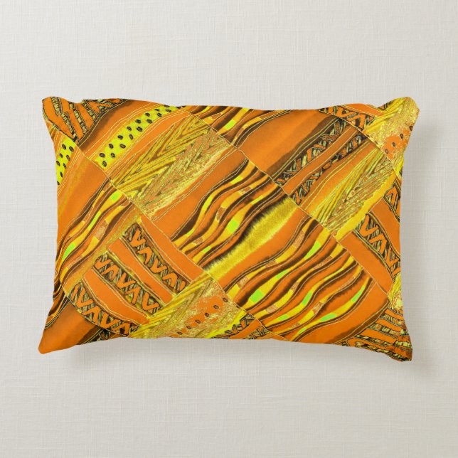 Kente Yellow Decorative Pillow (Back)
