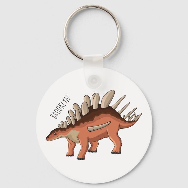 Kentrosaurus cartoon illustration keychain (Front)