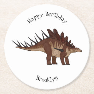 Kentrosaurus cartoon illustration round paper coaster