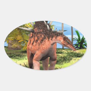 Kentrosaurus Dinosaur Jungle Prehistoric Art Oval Sticker