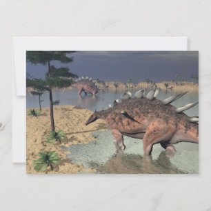 Kentrosaurus dinosaurs in the desert - 3D render