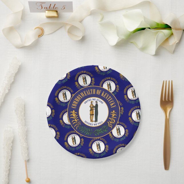 Kentuckian Flag & Seal, Kentucky Paper Plate (Wedding)