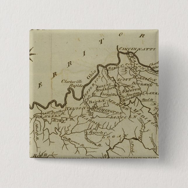 Kentucky 5 2 inch square button (Front)