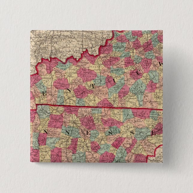 Kentucky and Tennessee 2 Inch Square Button (Front)