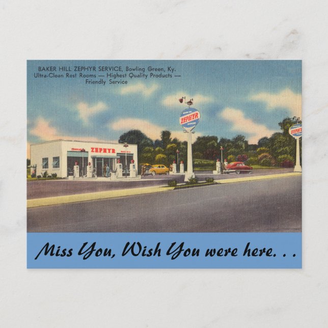 Kentucky, Baker Hill Service, Bowling Green Postcard (Front)