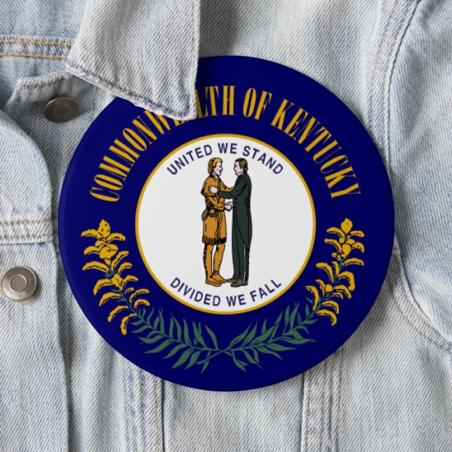 Kentucky Bluegrass Commonwealth State Flag 6 Inch Round Button (In Situ)