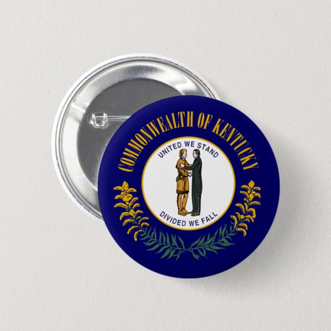 Kentucky: Bluegrass Commonwealth US State Flag 2 Inch Round Button (Front & Back)
