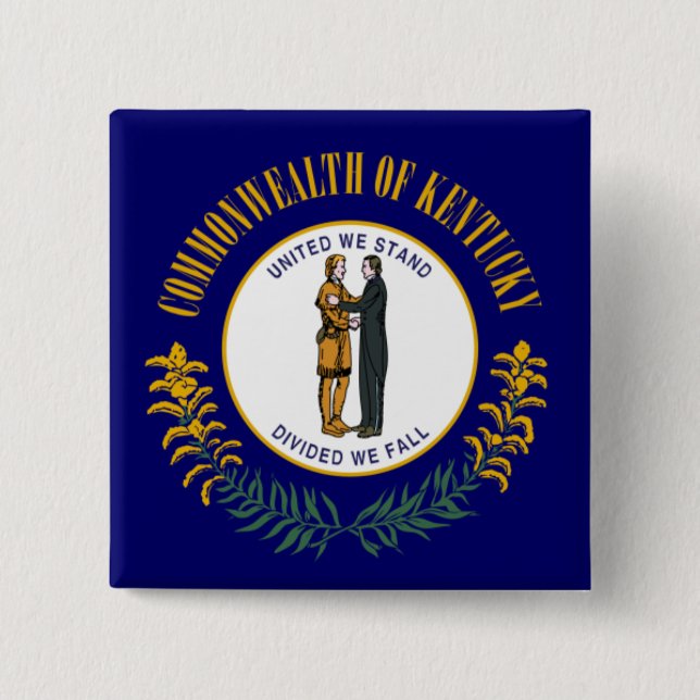 Kentucky: Bluegrass Commonwealth US State Flag 2 Inch Square Button (Front)