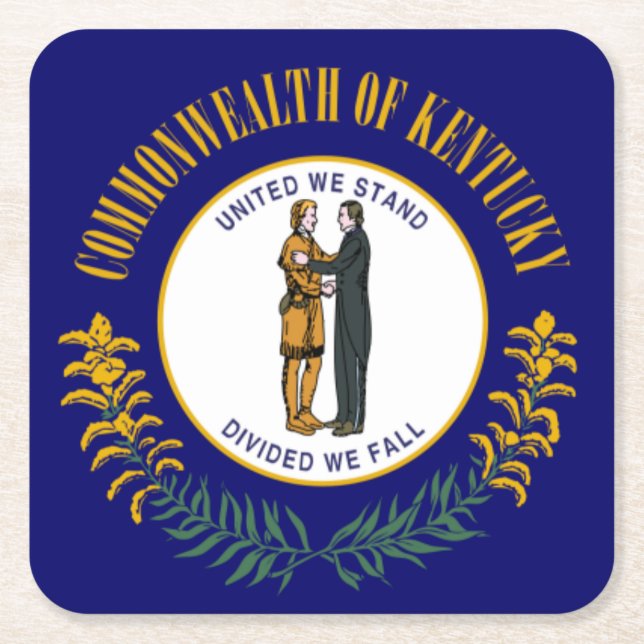 Kentucky: Bluegrass Commonwealth US State Flag Square Paper Coaster (Front)