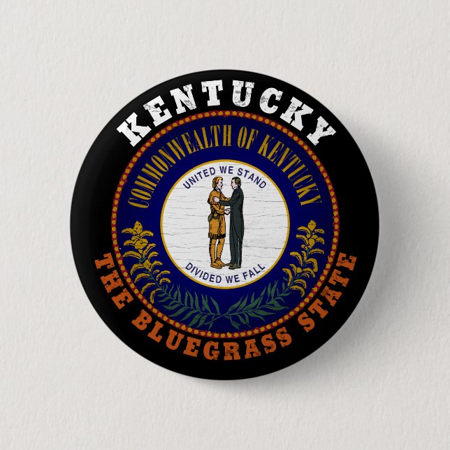 KENTUCKY BLUEGRASS STATE FLAG 2 INCH ROUND BUTTON (Front)