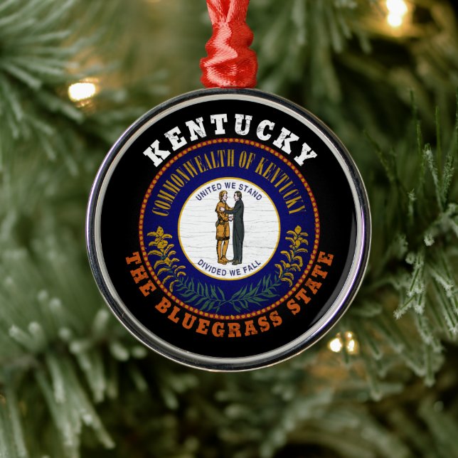 KENTUCKY BLUEGRASS STATE FLAG METAL ORNAMENT (Tree)