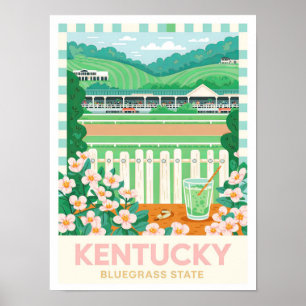 Kentucky Bluegrass State USA Summer Travel Poster