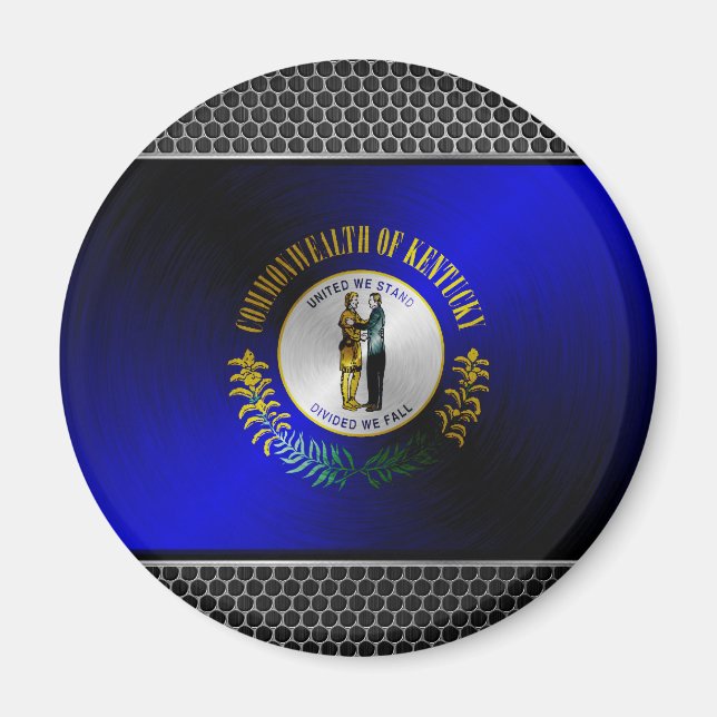 Kentucky brushed metal flag magnet (Front)