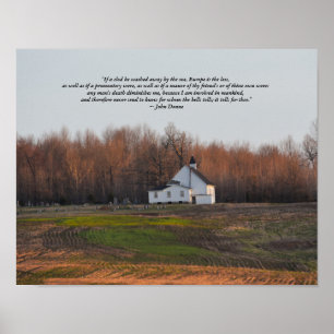 Kentucky Church at Early Morning with Donne Poem Poster